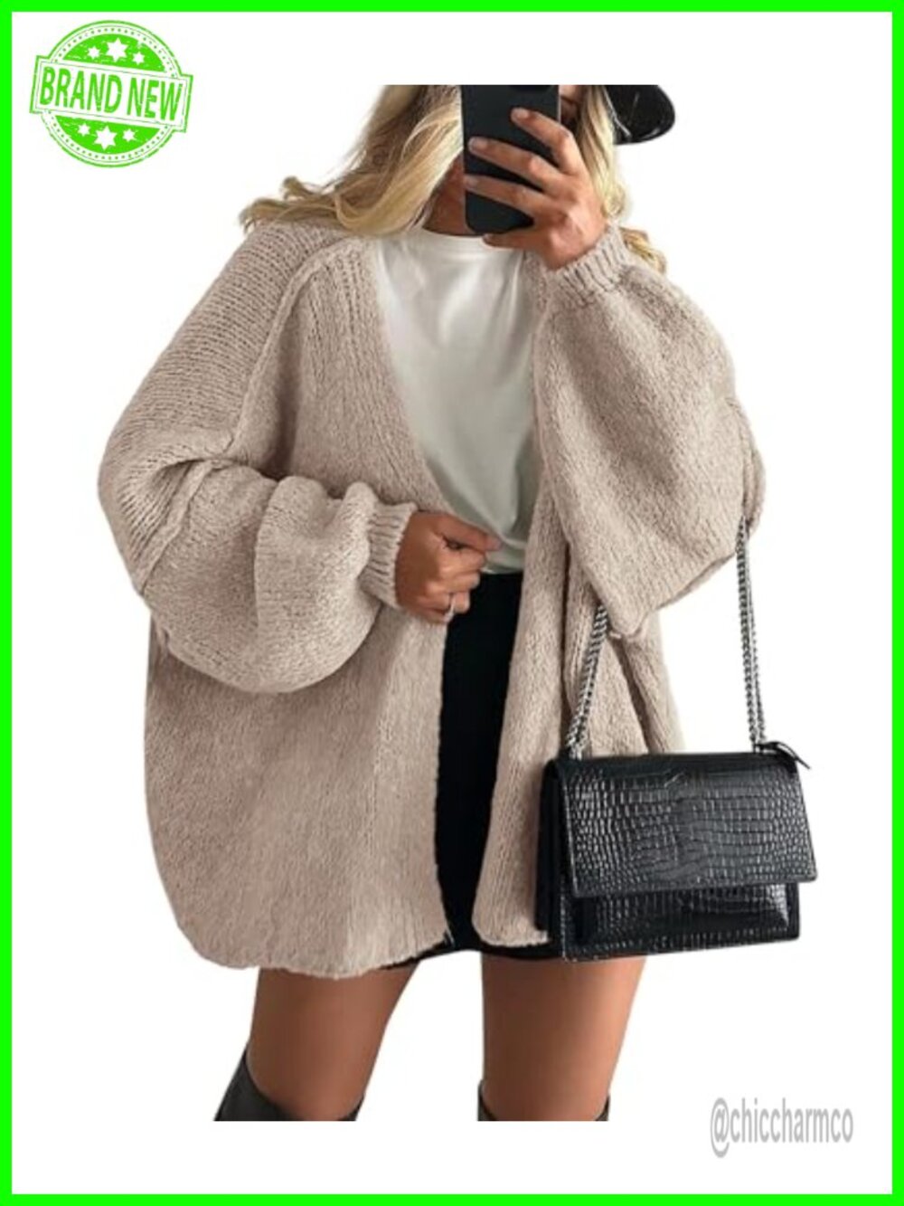 Oversized Open Front Knit Cardigan Long Sleeve Loose Fit Fall Winter Sweater
